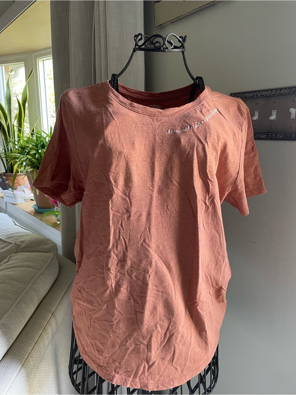 Dusty Rose Embroidered Crewneck Tee Summer Is A Feeling